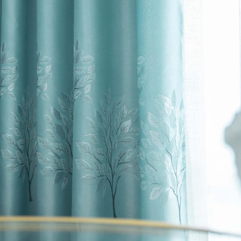 2025新款窗帘遮光加厚卧室提花布料北欧简约客厅阳台环保遮阳短门