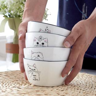 可爱创意个性简约小清新组合家用韩式盘勺陶瓷餐具2-4人碗碟套装