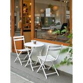 户外庭院桌椅阳台休闲小桌椅锻铁折叠桌咖啡厅小圆桌露台简易椅