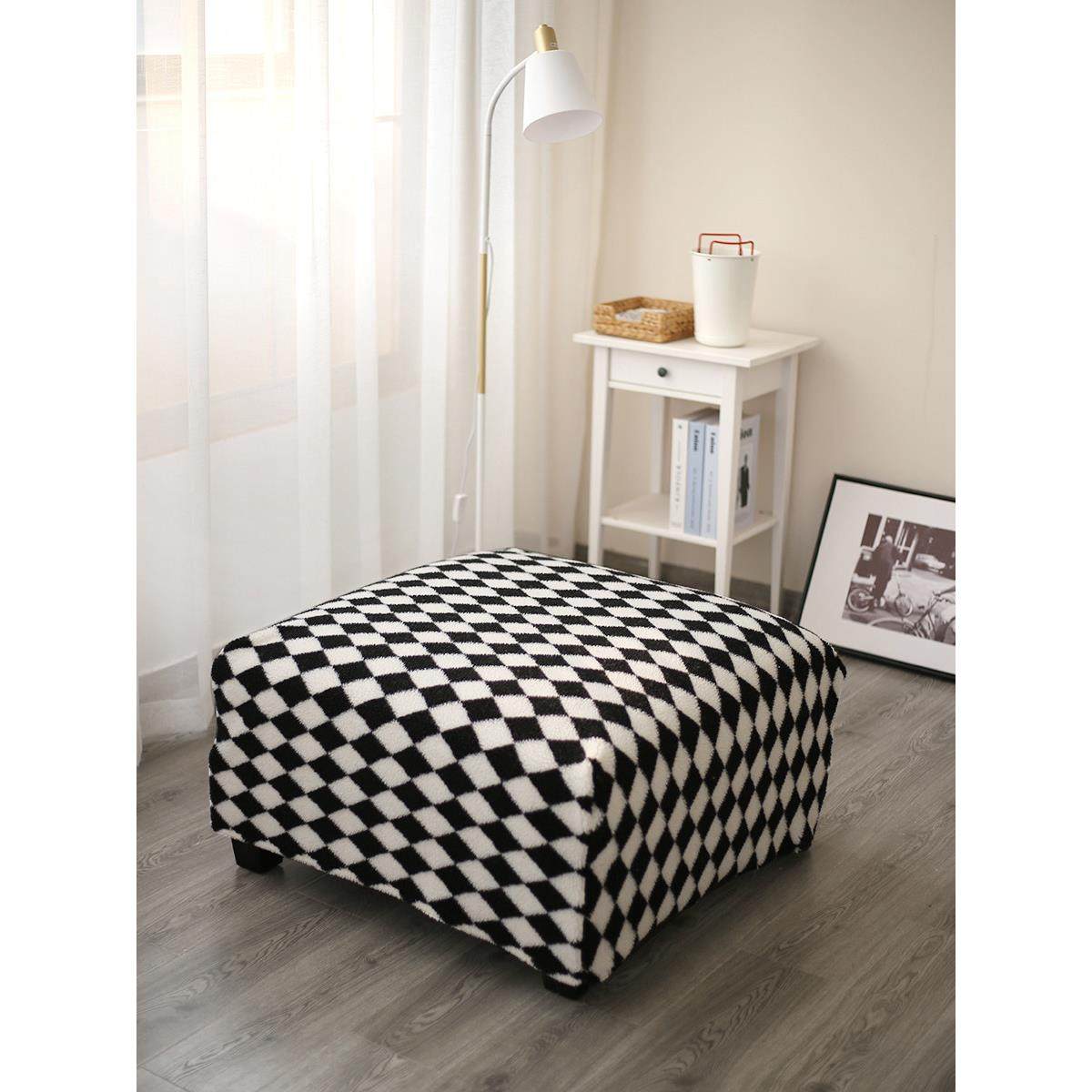 简约复古全包防滑沙发脚踏套罩棋盘格加厚羊羔绒家用方踏套定制,居家布艺,沙发套,淘宝优惠券,粉丝福利购,淘宝优惠卷