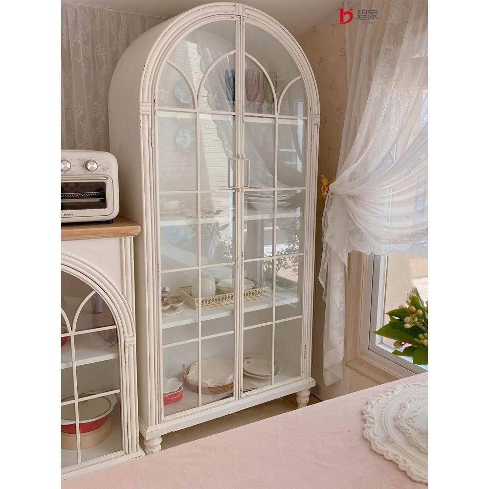 法式乡村复古做旧白色实木家用陈列柜书柜餐边柜餐厅玄关置物柜子,住宅家具,家用陈列柜,淘宝优惠券,粉丝福利购,淘宝优惠卷