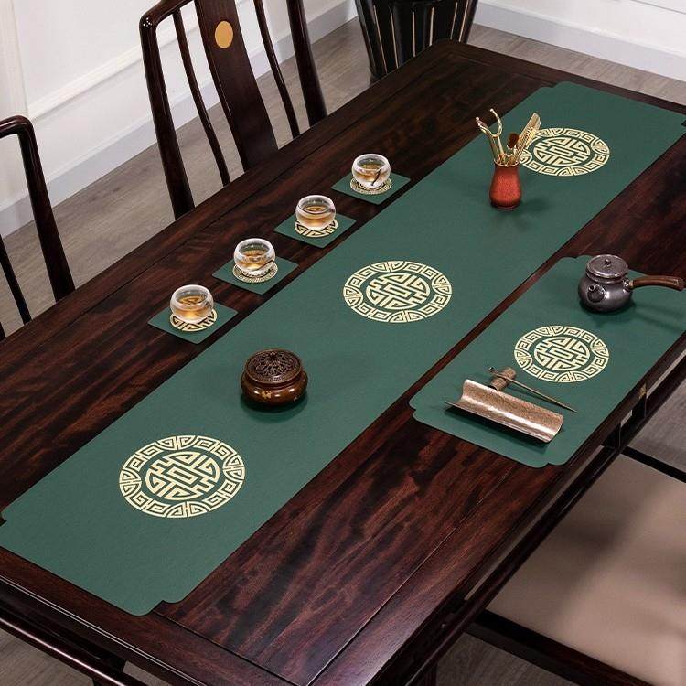 新中式国风茶席茶桌垫布轻奢禅意桌旗皮革茶席防水免洗茶台茶几旗,居家布艺,桌旗,淘宝优惠券,粉丝福利购,淘宝优惠卷