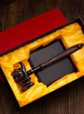 法槌黑檀木摆件家居客厅办公室装饰品中式獬豸律师商务开业送礼