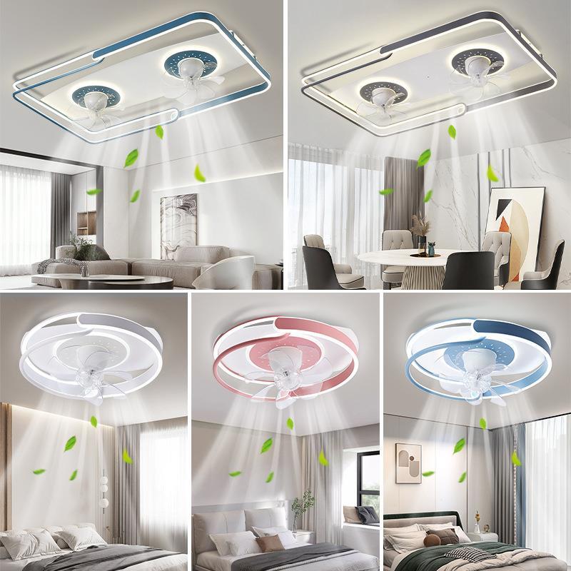 全光谱卧室风扇灯现代简约风格客厅餐厅创意个性灯型一体风扇吊灯
