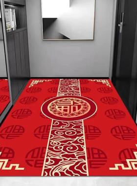 硅藻泥中式地垫门厅地垫耐脏红色门垫玄关地垫可裁剪防滑耐用喜庆