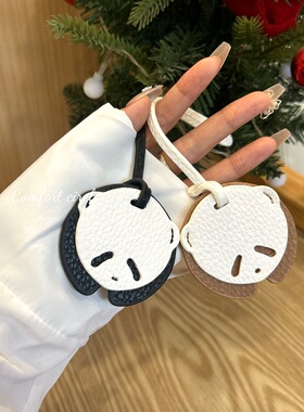 可爱大熊猫包包挂件pu皮卡通功夫熊猫汽车钥匙扣绳国潮后视镜吊饰