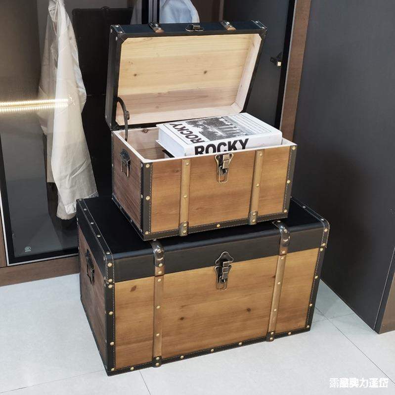 整理复古木箱收纳盒带锁实储物大箱子摄影道具百宝箱储物欧式木质