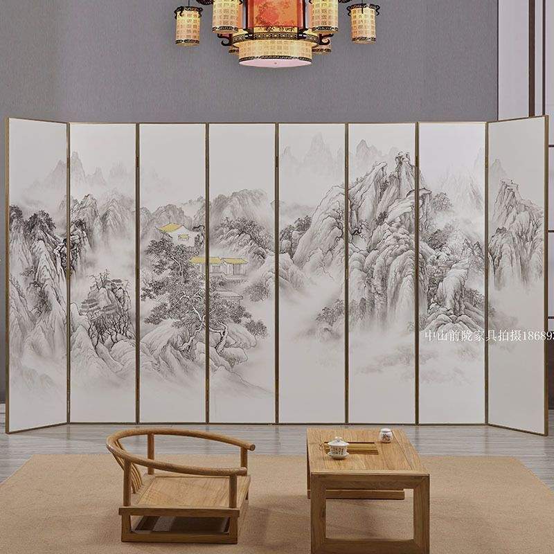 中式古典实木简约屏风玄关客厅隔断茶室办公装饰遮挡折叠移动折屏