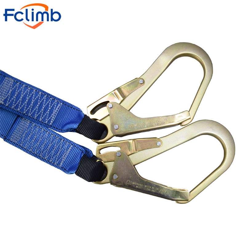 Fclimb福攀 安全带双钩 双大钩减震带二次保险绳高空防坠落保险绳