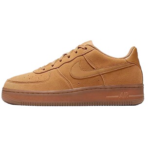 Nike Air Force 1绒面革经典休闲低帮儿童板鞋棕色BQ5485-700