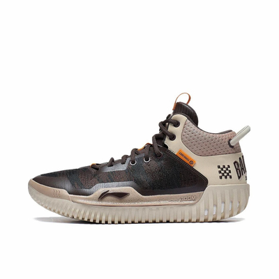 LiNing李宁 反伍3 减震耐磨 中帮 篮球鞋 男款 褐色ABFT025-1