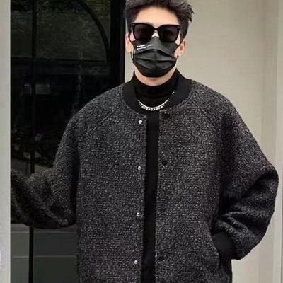 2025秋冬季新款青少年潮流加厚保暖毛呢夹克男生上衣开衫羊毛外套