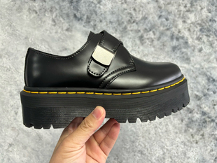 dr马丁靴中厚底3孔Quad搭扣扣带bex小皮鞋低帮