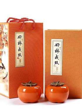 极速琉璃喜上枝头k喜鹊柿子事事如意结婚礼物中式酒柜玄关工艺品