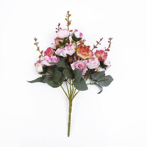 极速Artificial Rose Flower Bouquet 21H Heads Silk Pink Flowe