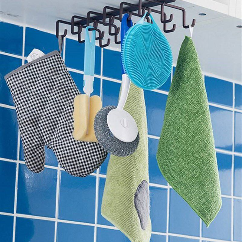 极速厨房免打孔下挂钩q大号悬挂式排钩吊柜隔板挂架铲子勺衣柜收