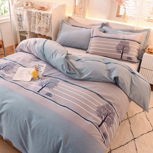 极速全棉加厚磨毛四件套床上用品秋冬季床单被套三件套.简约床笠
