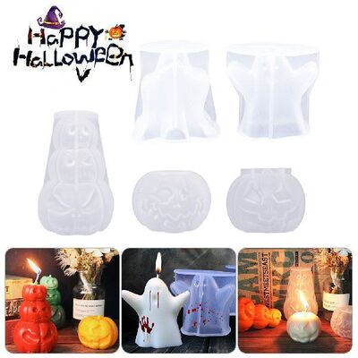 极速Halloween Pumpkin Candle Silicone Mold DIY ResiWn Cake S