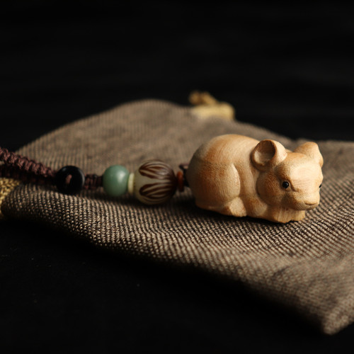 新品肥城桃木十二生肖生肖u挂件兔子钥匙扣挂饰车牛年猪钥匙扣男