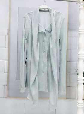 极速【13】f清冷神秘/蓝色修身衬衫层次感拼接A字半身裙内搭吊带