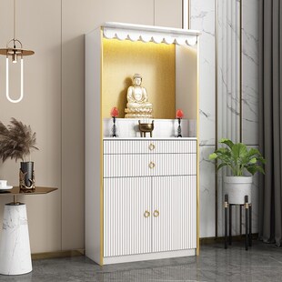 极速白色佛龛佛柜现代极简风格轻奢玻璃门神台立柜供X桌财神菩萨