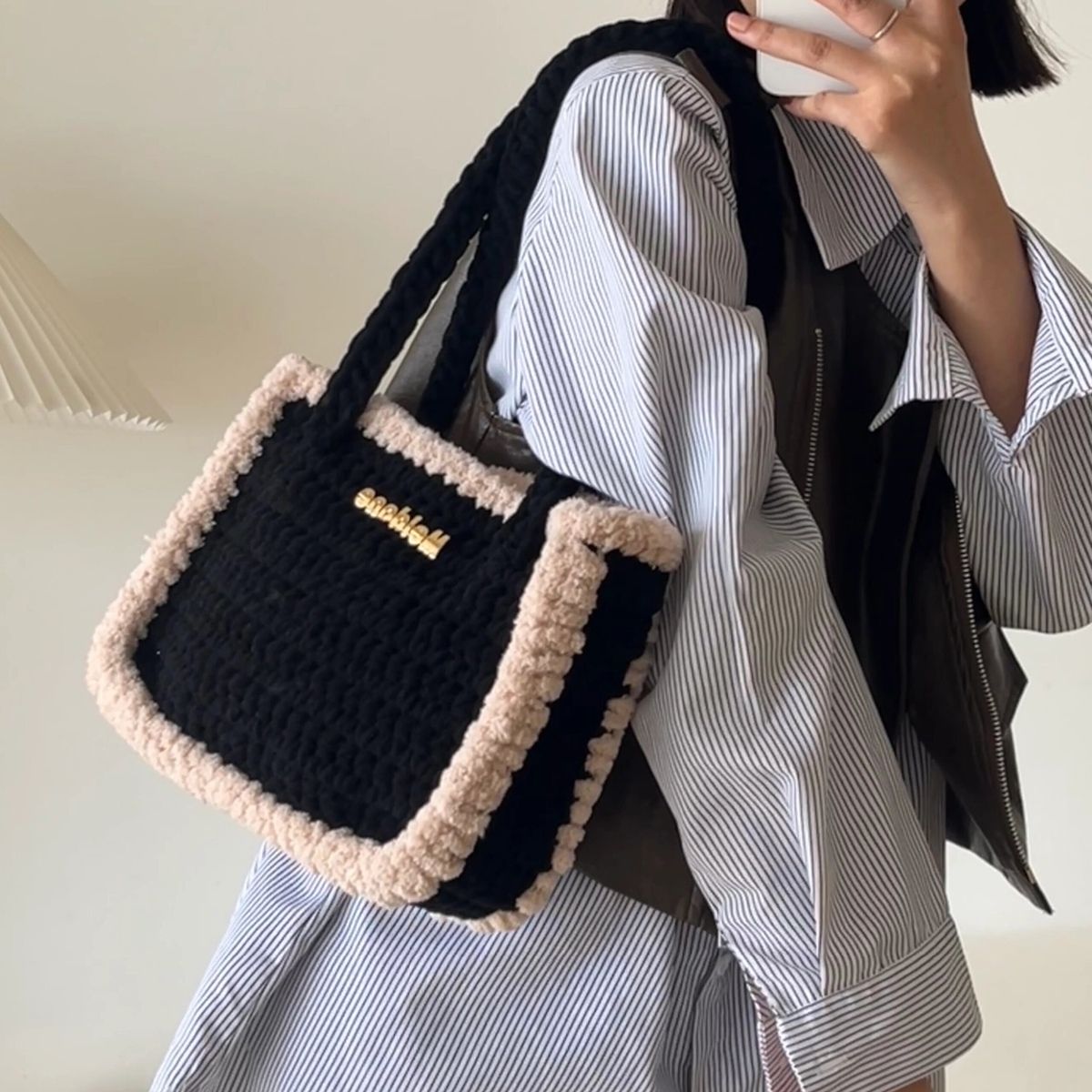 手工DIY钩织材料包冰条线腋下包