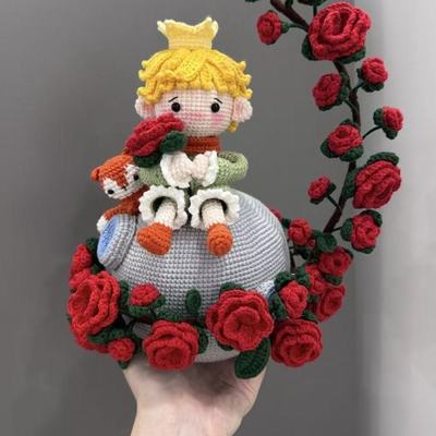 毛线钩针玫瑰小王子手工玩偶