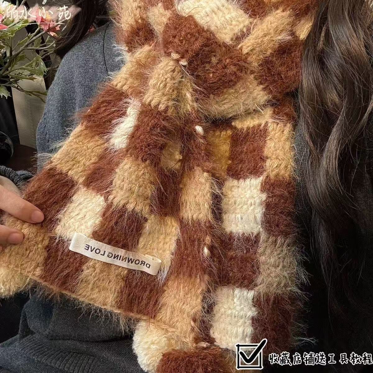 自制手工钩针编织羊毛围巾