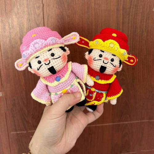 手工毛线DIY钩针钩织编织玩偶财神爷新手diy材料包礼物挂件钥匙扣