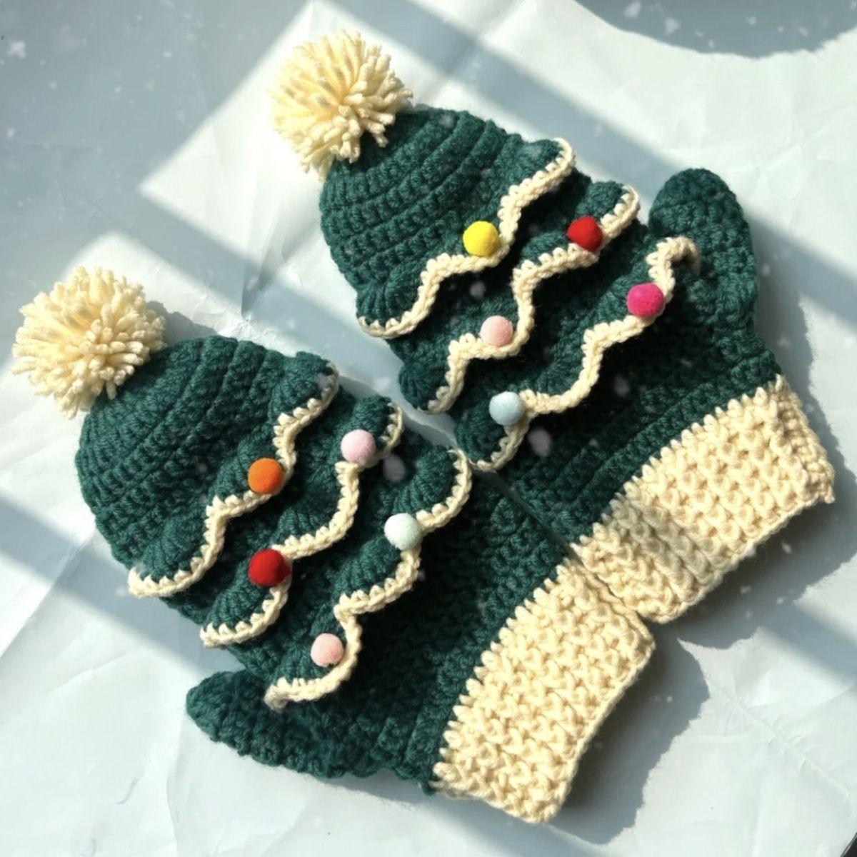 手工DIY编织宝宝围巾手套