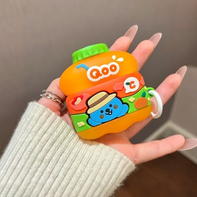 可爱酷儿橙子饮料适用苹果airpods4代耳机壳AirPodsPro2耳机保护壳蓝牙3代华强北5代耳机套硅胶软壳保护套2代