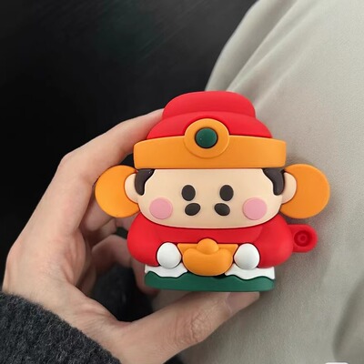 可爱元宝财神爷适用华为freebudsse2保护套6i耳机壳4e耳机套5i硅胶4i耳机保护壳clip无线蓝牙耳夹软壳pro新款