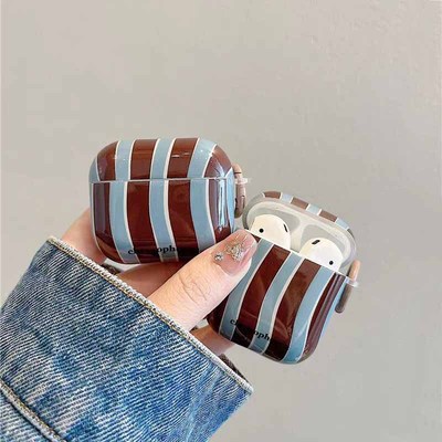 小众ins风简约条纹airpods3代耳机壳保护套1代适用苹果蓝牙保护壳AirPodsPro新款2代防摔硬华强北悦虎5代洛达