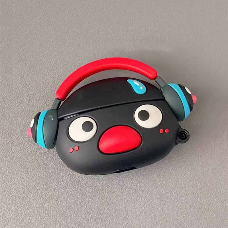 可爱音乐黑色企鹅耳机保护套适用苹果airpods3代耳机壳pro1代硅胶软壳2代防摔华强北五三代保护壳悦虎洛达5代