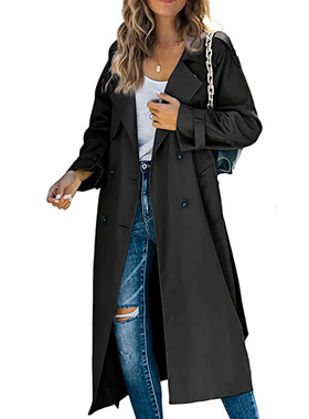 Amazon Paris women trench coat拉风好看女秋长款松紧带休闲风衣