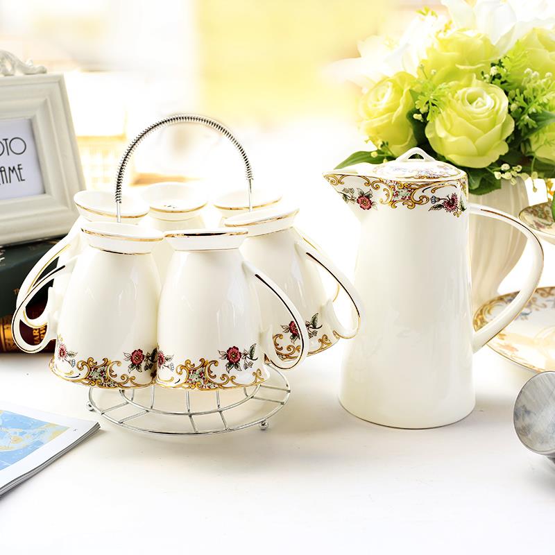 骨瓷水具套装家用杯子茶杯客厅简约冷凉水壶茶具欧式杯套装冷