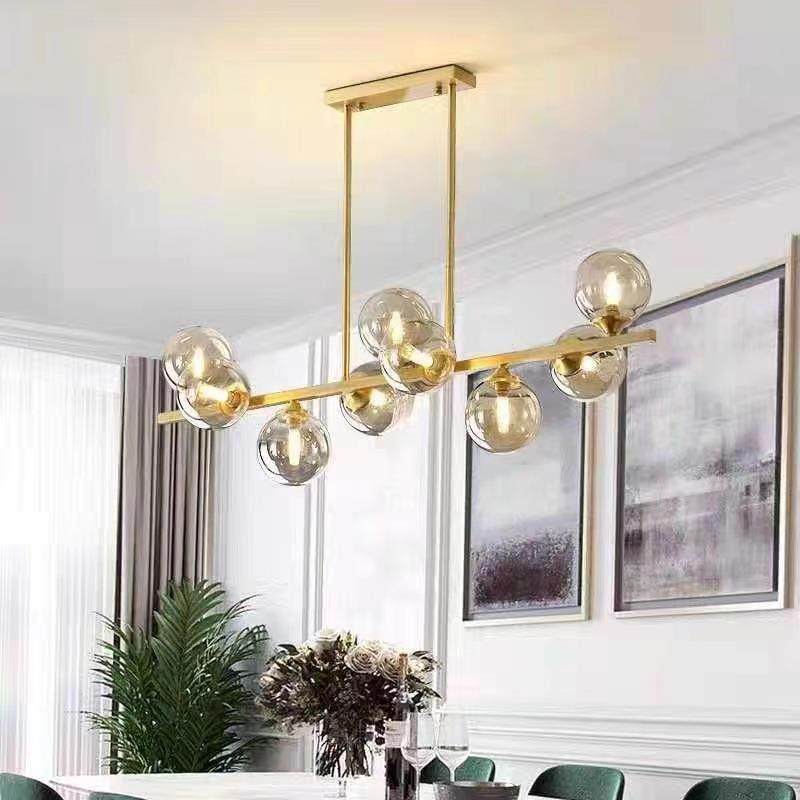 北欧轻奢餐桌吧台长条形全铜魔豆分子餐厅饭厅吊灯现代简约灯具,家装灯饰光源,智能吊灯,淘宝优惠券,粉丝福利购,淘宝优惠卷