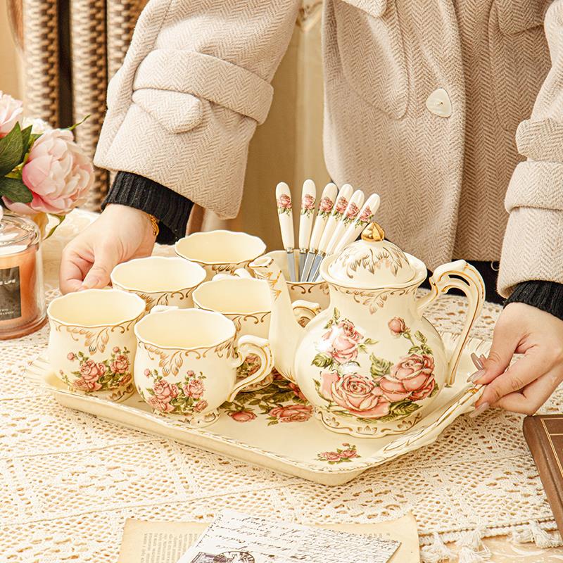 欧式奢华水具水杯水壶套装客厅茶具茶杯茶壶杯具精致陶瓷杯子家用