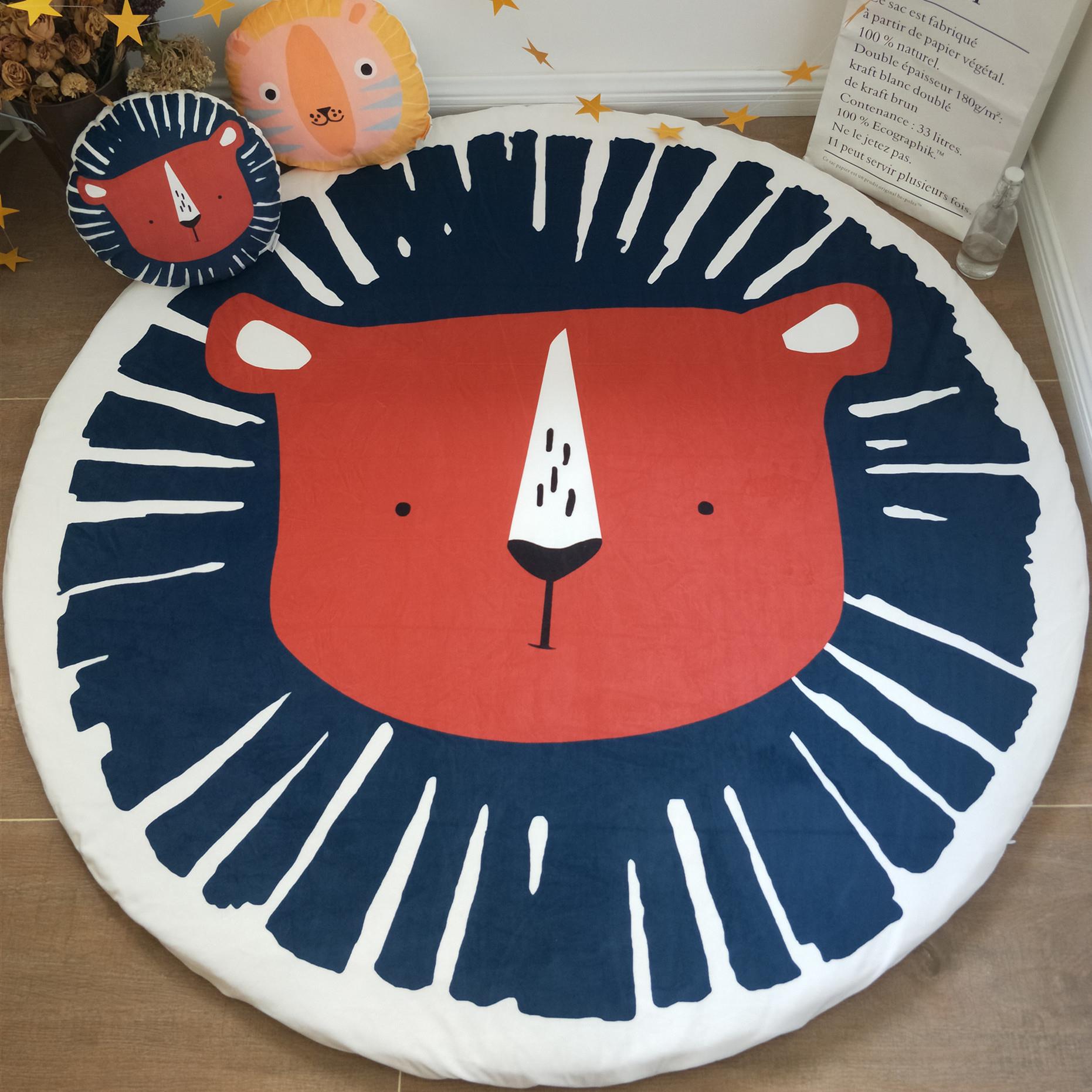 北欧宝宝爬行垫加厚机洗儿童地垫圆形可拆卸ins帐篷垫地毯didian