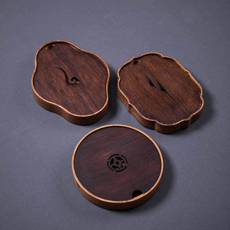 壶承紫砂承壶壶托盘茶承垫蓄水实木黑檀木壶垫干泡台茶盘