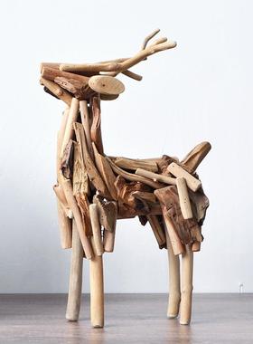 居慢生活手工实木小鹿摆件客厅电视柜酒柜家居装饰工艺礼品摆饰创