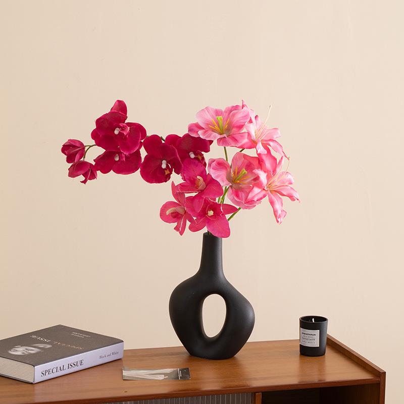 舒门蝴蝶兰人造花假花绢花干花花束花瓶包装客厅插花装饰品高端