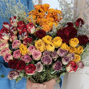 玫瑰干 干燥花花束客厅摆设餐桌插花装饰摆饰拍照道具云南天然风