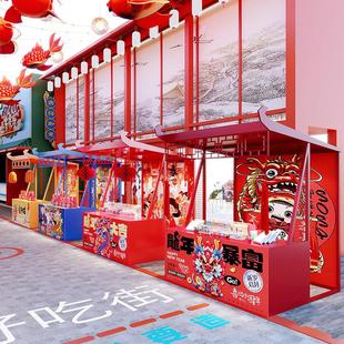 国风摆摊展示架可移动网红摊位架户外棚架铁艺地摊花车夜市小吃摊