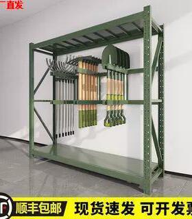 军绿色盾牌铁锹铁镐物资营房安保战备库房武装部装备加厚储物货架