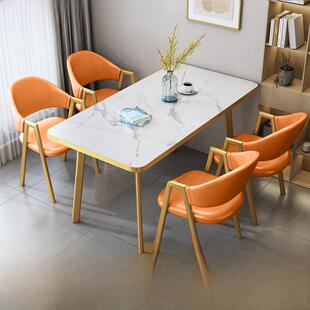 现代简约咖啡奶茶小吃店洽谈桌椅组合一桌四椅餐桌小公寓长桌