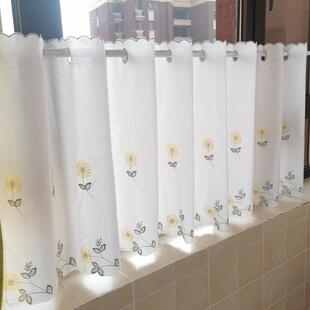 半截窗帘短窗帘阳台纱帘半帘田园厨房小窗帘飘窗布帘免打孔短门帘