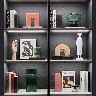 现代样板房软装饰品摆件书房酒柜简约家居创意陶瓷挂画组合ZH2648
