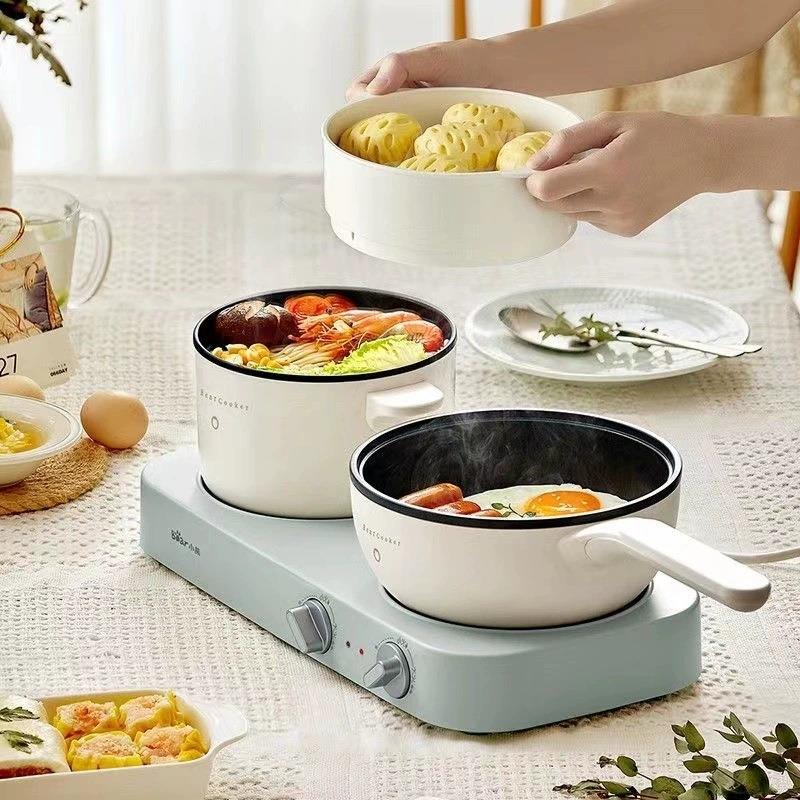 电煮锅多功能一体锅宿舍学生锅双灶电热锅电炒锅煮