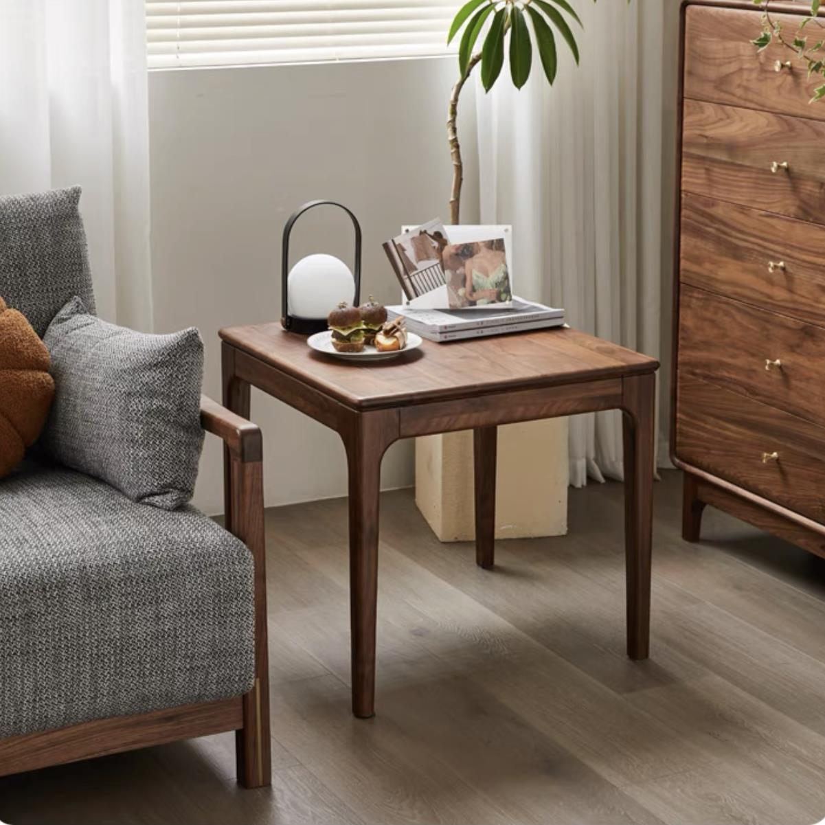 黑胡桃木小茶几实木方几边几现代简约沙发角几客厅北欧方桌家具